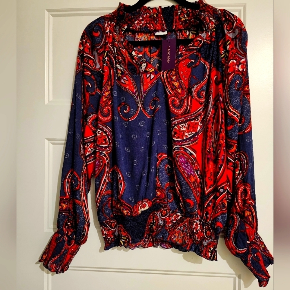 Lascana Smocked Pattern Blouse sz 4